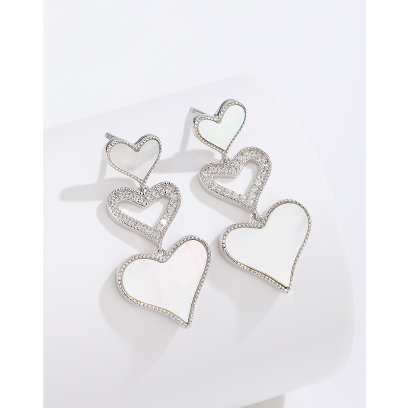 Preciosos pendientes de concha para mujer 925 plata esterlina nicho melocotón corazón pendientes 2023 nuevos pendientes de lujo ligero de alta calidad