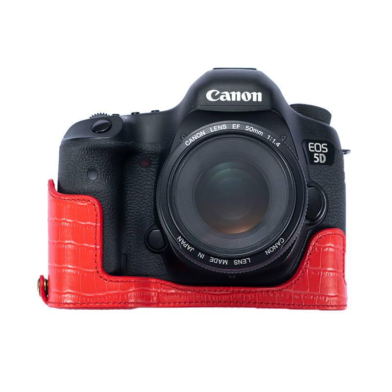 (2개) 캐논 5D4 카메라 가방 6D2 가죽 케이스 5D3 5DSR 6D 가죽 카메라 보호 케이스 하프 셋베이스 오프닝