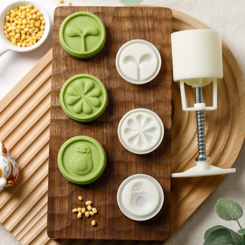 Household Mooncake Sorbet Model Pineapple Cake Printing Set Pastry Press Hand Press Baking Avocado Mung Bean Cake Mold