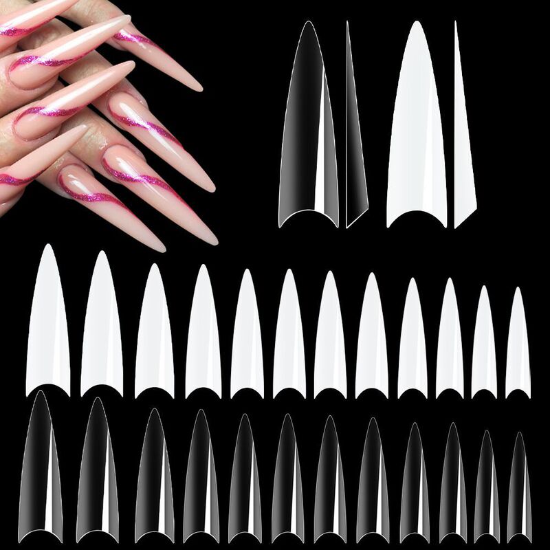 Long Pointed French Nails Single Size Ultra-Thin Ghost Tip Transparent Pointed Korean Standard Wearable Nail Patch Fake Nails Factory Direct Sale Long Pointed French Nails Single Size Ultra-Thin Ghost Tip Transparent Pointed Korean Standard Wearable Nail Patch Fake Nails Factory Direct Sale