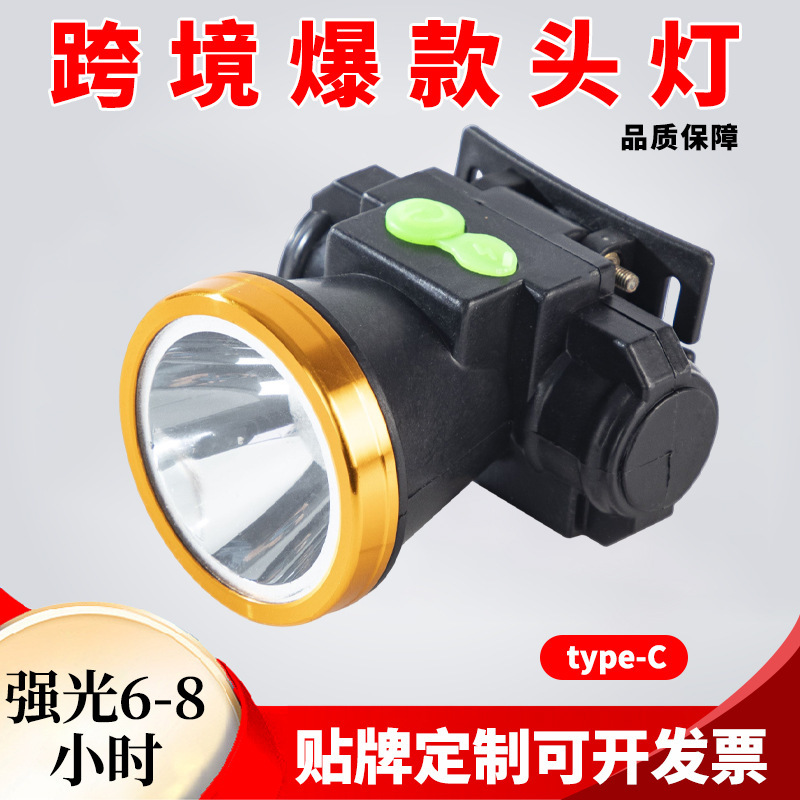 Cross-Border Strong Light Headlamp Led Ultra-Bright Long-Range Rechargeable Fishing Light Outdoor Lithium Battery Mini Head-Mounted Flashlight