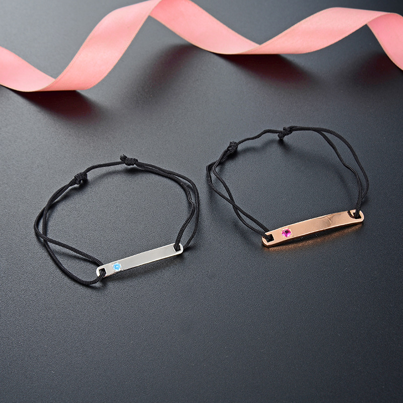 Deseo Amazon simple venta caliente S925 plata esterlina pulida placa curva diamantes de moda pareja composición pulsera para hombres y mujeres