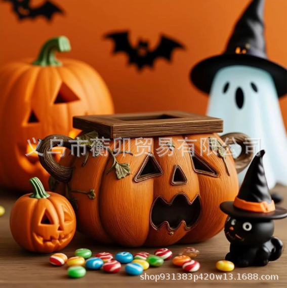 Halloween Pumpkin Tissue Box Holder万圣节南瓜纸巾盒架卫生架|undefined