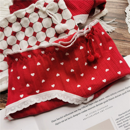 Big red festive red women's underwear for the year of birth, a variety of cotton ice silk lace sexy hollow bright red underwear
