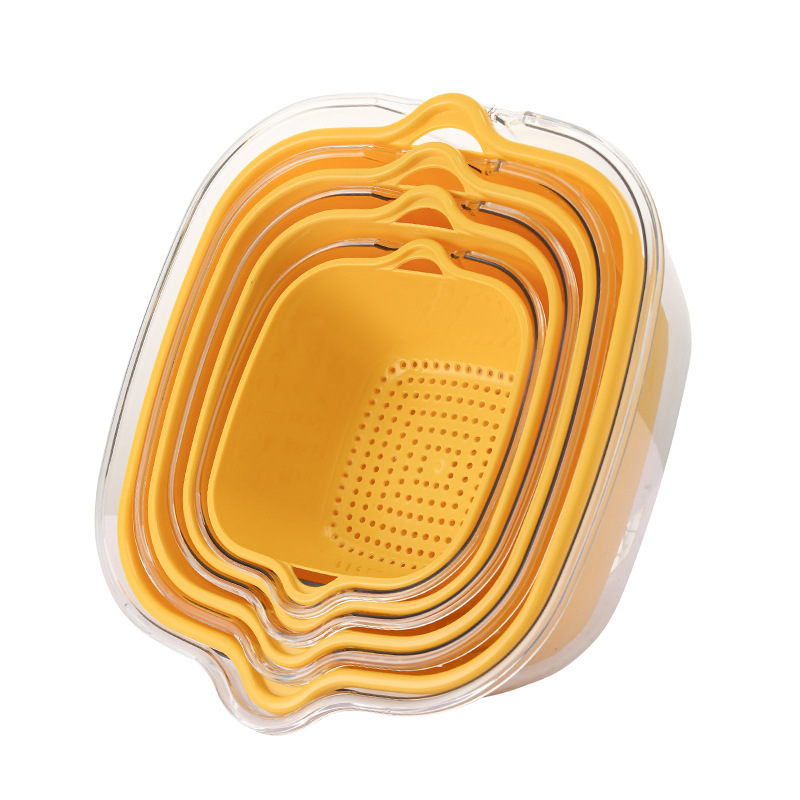 Cesta de lavado de vegetales de doble capa PET transparente cesta de drenaje hogar cocina cesta de vegetales plato de fruta lavabo de lavado de frutas multifuncional