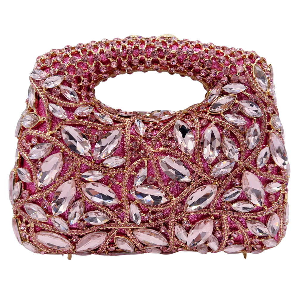 Clutch transfronterizo nuevo bolso de banquete de cristal hueco con diamantes, cadena de banquete de mano bolso de mujer