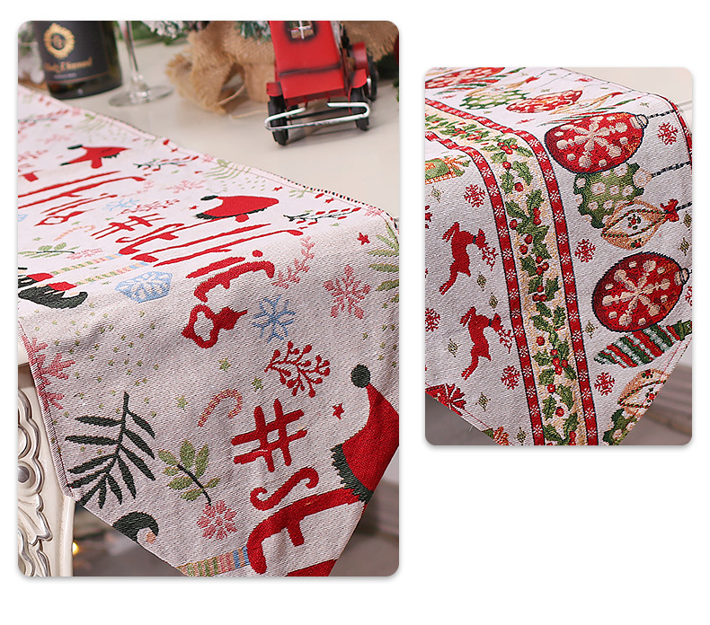 Mingguan Kerstmis nieuwe keuken tafel decoratie rekwisieten gebreide doek kwast tafelloper warmte isolatie pad cartoon tafelkleed_voghion.com
