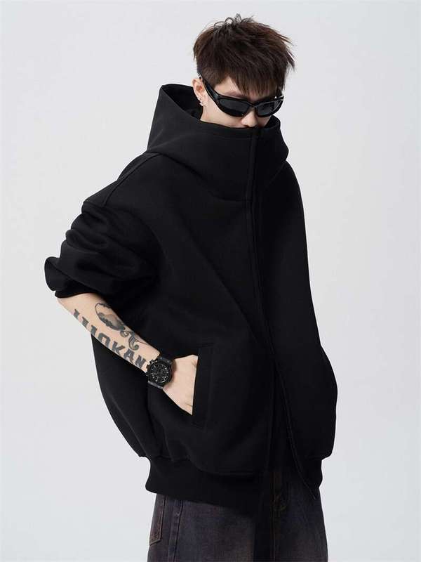 男士重磅开衫连帽卫衣男美式高街潮牌2025春秋新款休闲宽松外套|undefined