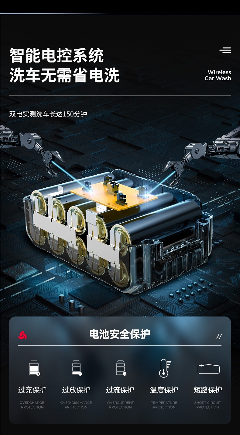 Chigo Wireless Car Washing Machine High-Pressure Household Car Washing Water Gun High-Power Lithium Battery Cleaning Artifact Super Supercharged Grab