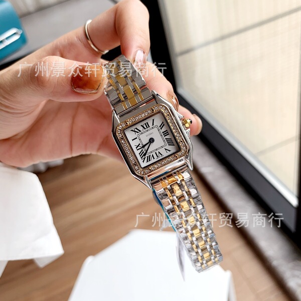 Classic retro square quartz steel belt