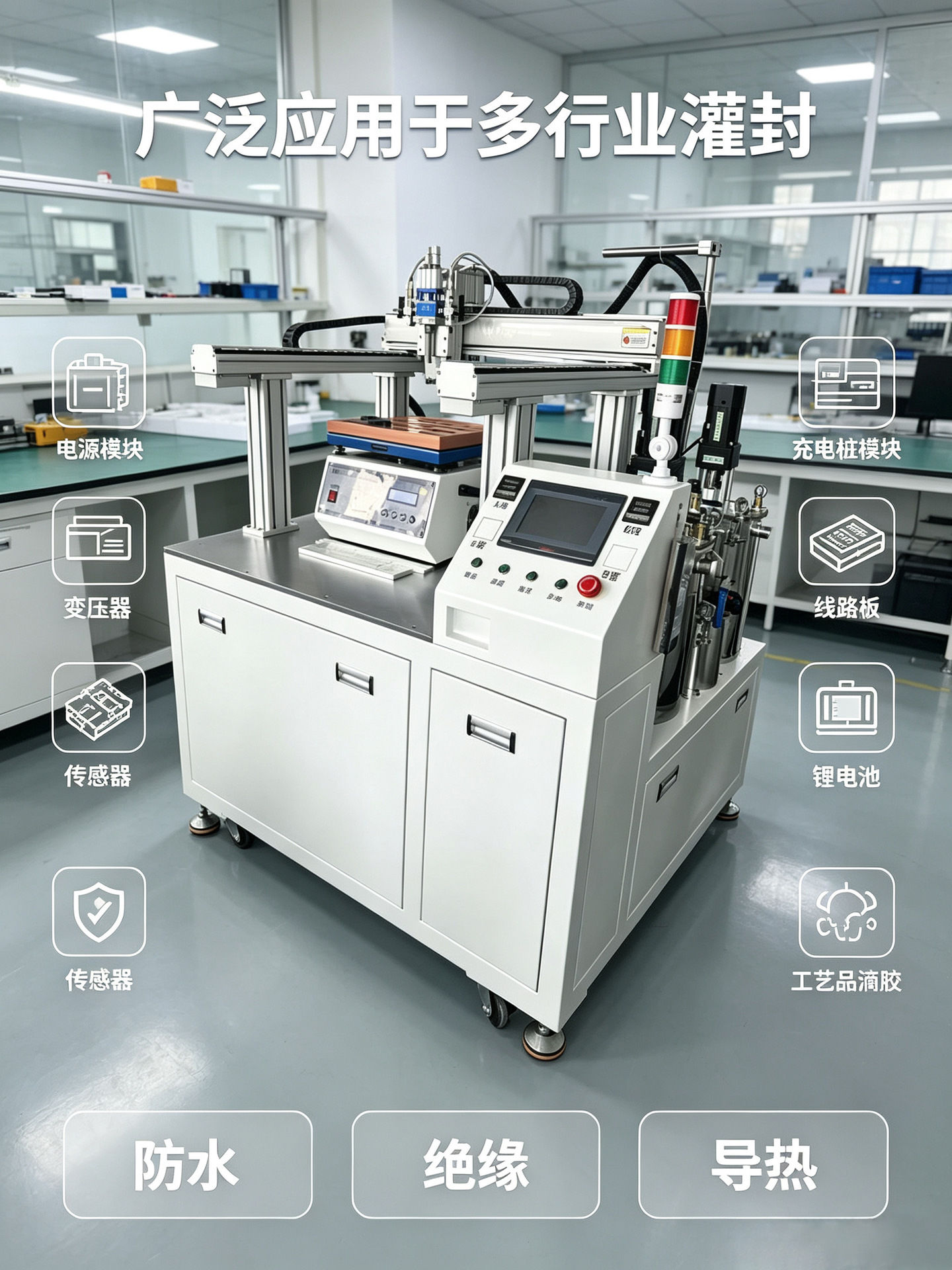 Gantry-type fully automatic AB glue dispensing machine, dual-component epoxy resin potting machine, automatic proportioning and mixing dispensing equipment