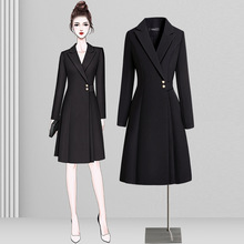 西装连衣裙2023新款女春秋黑色气质时尚收腰显瘦法式赫本风西服裙