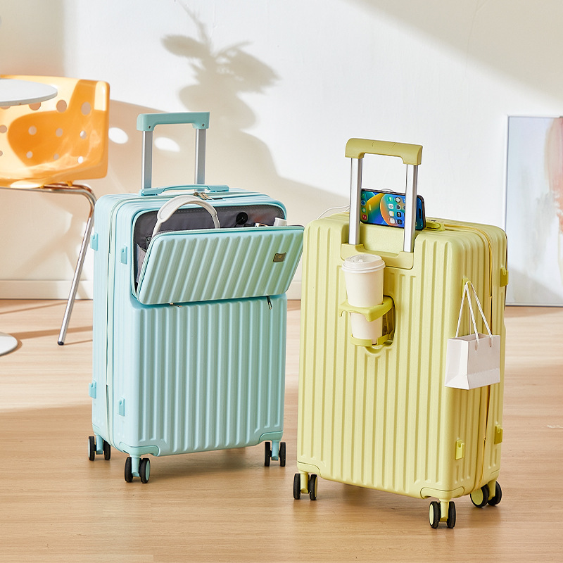 Trolley Suitcase, Multifunctional Suitcase, Front-Opening Trolley Suitcase, Sturdy and Durable Password Box, Large-Capacity Suitcase