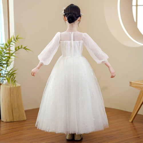 Princess-style girl dress, stylish, full of fairy tale charm, piano performance costume, high-end child host evening gown, runway dress.