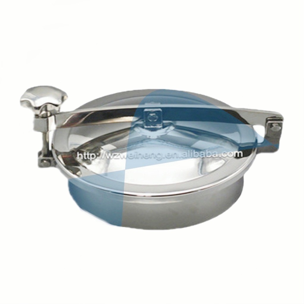 卫生级304常压吊环圆形孔盖 单横梁手孔 不锈钢人孔