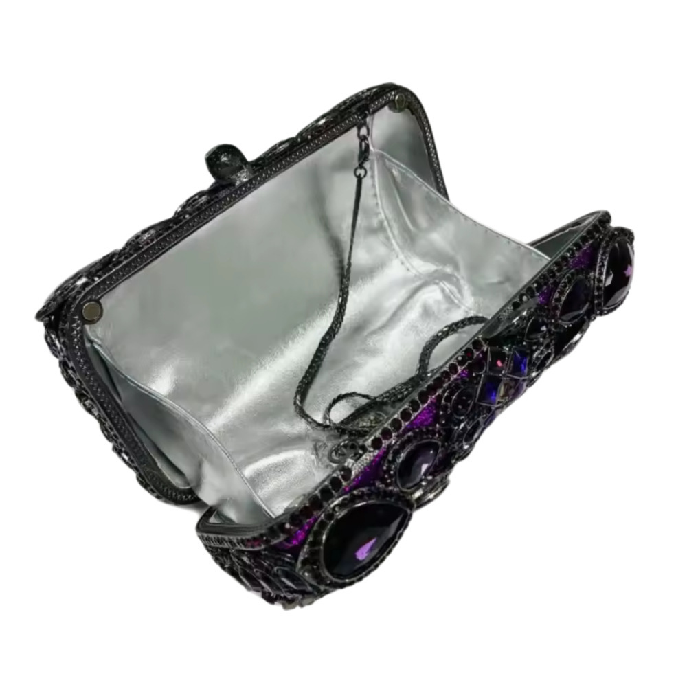 Bolsa de embrague de piedra transfronteriza nueva bolsa de banquete de cristal con diamantes, bolsa de banquete europea y americana hueca con diamantes completos, bolsa de mujer
