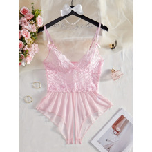 A 93515 Lace patch print one piece nightdress ��˿ƴ��ӡ����