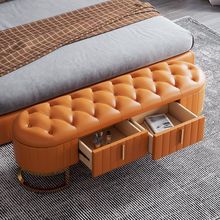 定制意式轻奢卧室床尾凳储物现代简约床榻长条沙发凳衣帽间换跨境