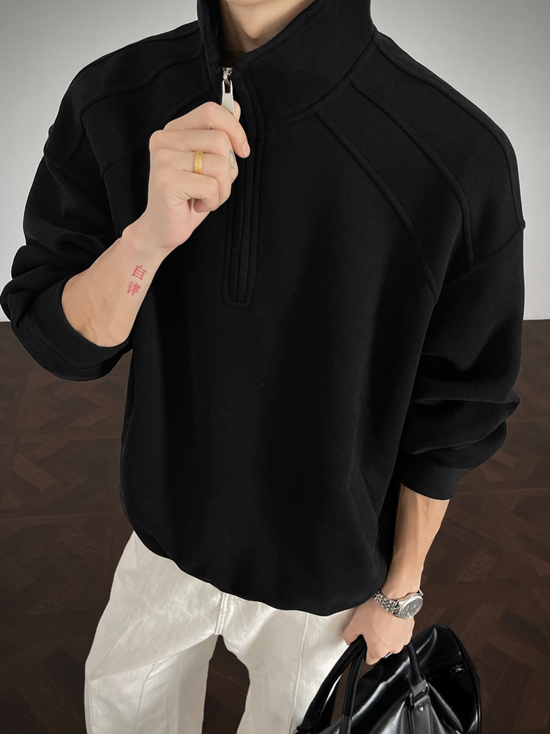 Autumn sports retro trend sweatshirt with zipper