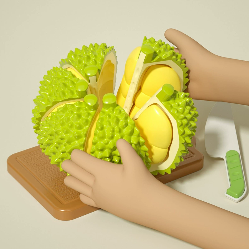 Снимите с помощью имитации ручного разрыва дуриана, раздавливайте и режьте игрушки, детское разрезайте фрукты и овощи