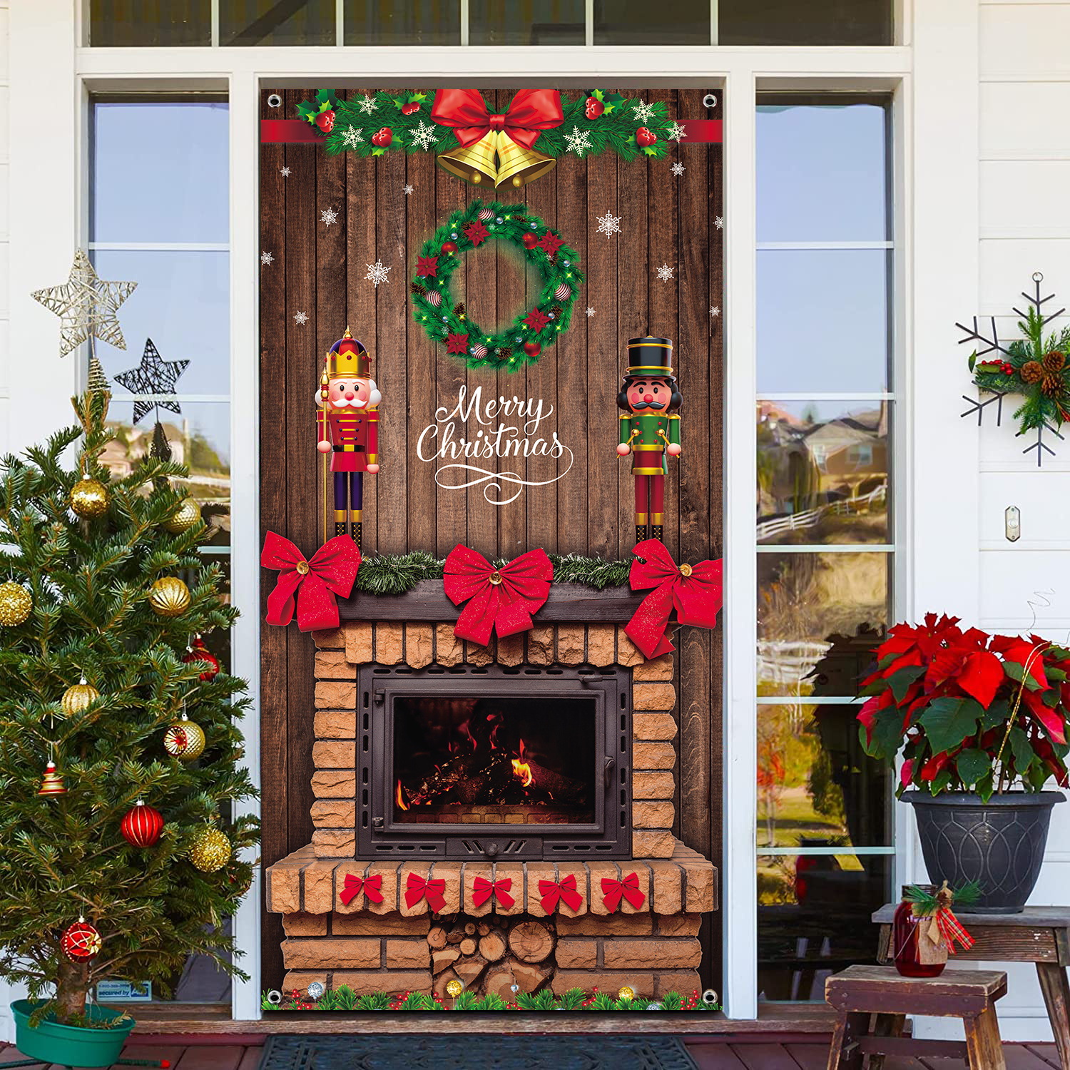 Nuevo estilo transfronterizo cubierta de puerta de Navidad puerta colgante decoración de puerta escena festiva decoración accesorios suministros de Navidad al por mayor