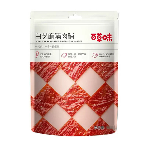 Baicaowei White Sesame Pork Jerky 60g Pork Jerky Pork Slices Jerky Ready-to-Eat Meat Snack Jingjiang Specialty