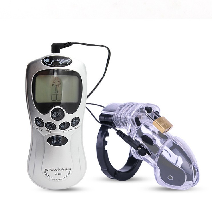 Plástico de silicona de los hombres castidad bloqueo choque eléctrico pulso bloqueo CB6000S juguetes alternativos juguetes sexuales