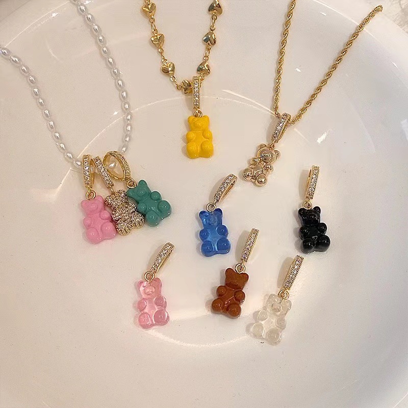 2g Weight Pendant, Chain Jewelry Making Type 1 Piece Quantity 1 Piece Acrylic Titanium Steel Copper Bear Pendant Chain
