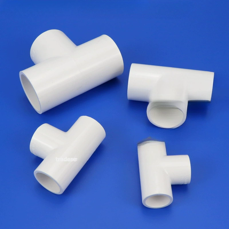 Белые комплектующие из PVC, тройник