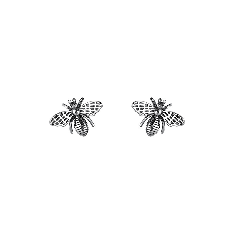 Brincos de abelha para mulher prata tailandesa estilo coreano_voghion.com