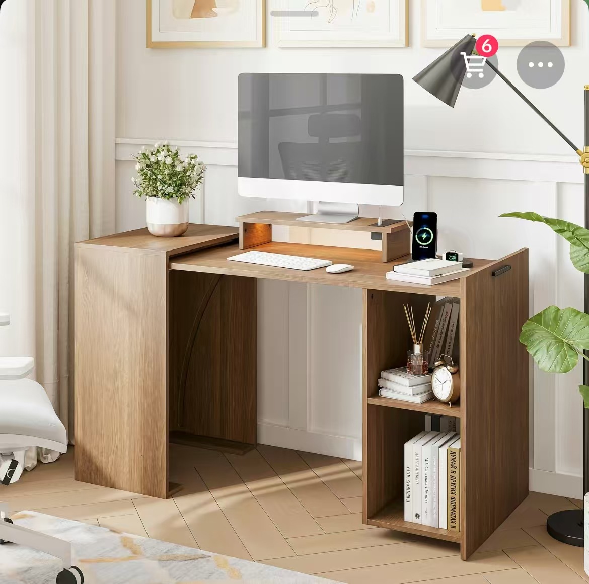 Escritorio de oficina de comercio exterior transfronterizo de comercio electrónico, laminado resistente al desgaste a prueba de agua, diseño de borde circundante