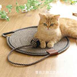 跨境批发猫抓垫棉绳玩具球宠物睡觉猫抓板圆形猫趴垫猫窝宠物垫子