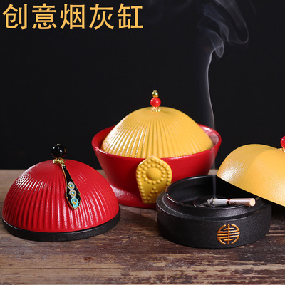 家用可爱卡通狗烟灰缸创意个性陶瓷大烟缸潮流车载防风防飞灰