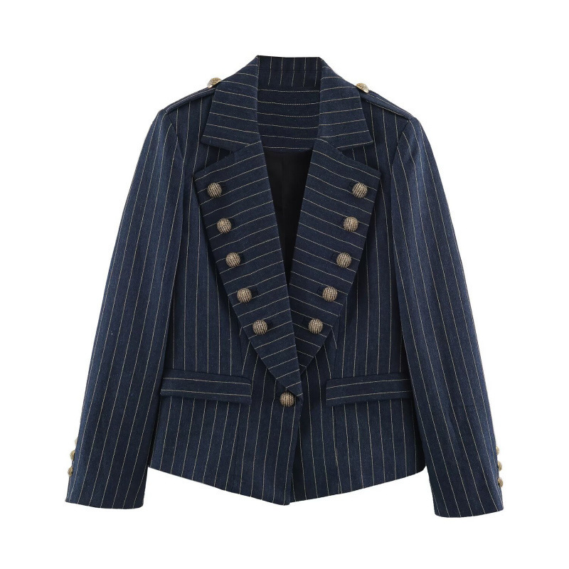 Wholesale for export: European and American style women's clothing, fashionable and versatile loose-fitting striped blazer Wholesale for export: European and American style women's clothing, fashionable and versatile loose-fitting striped blazer