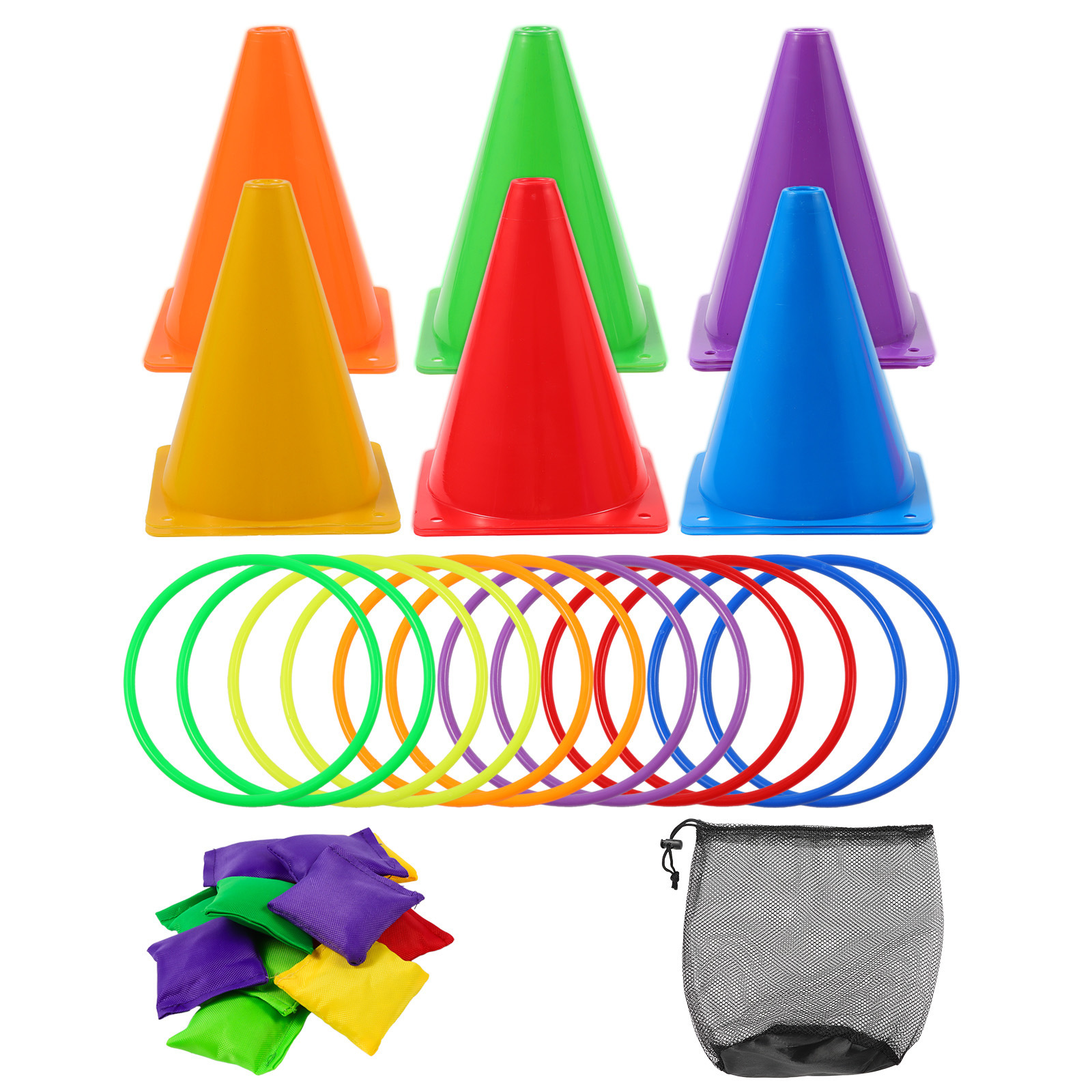 Obstacle Bucket Football Training Roadblock Outdoor Sports Training Parent-Child Outdoor Interactive Toys Plastic Ring Set Wholesale
