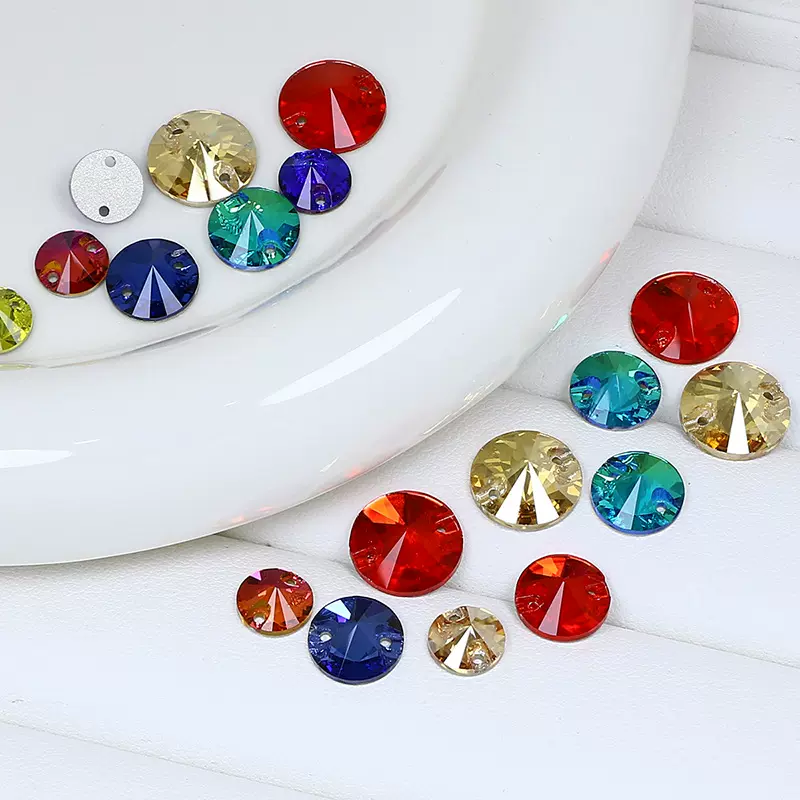 东洲水晶diy手工服装配件彩色饰品配件圆外贸爆款超闪手缝平底钻