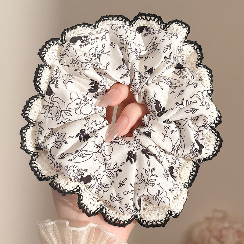 Encaje retro francés, diadema de intestino grueso, mujer 2025, nuevo estilo, cuerda para el cabello, banda de goma, lazo, dulce cuerda para el cabello, accesorios para el cabello