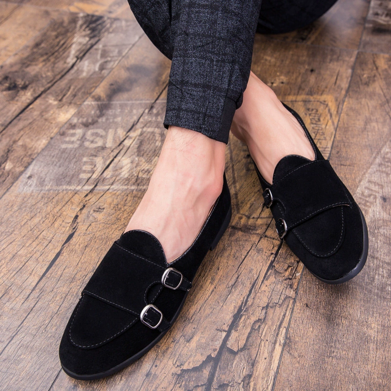 2022 весна и осень, Новая Европейская и американская мужская повседневная обувь, матовая кожаная замшевая Мужская обувь с двойной пряжкой, ужин, свадебные кожаные туфли, мужские
