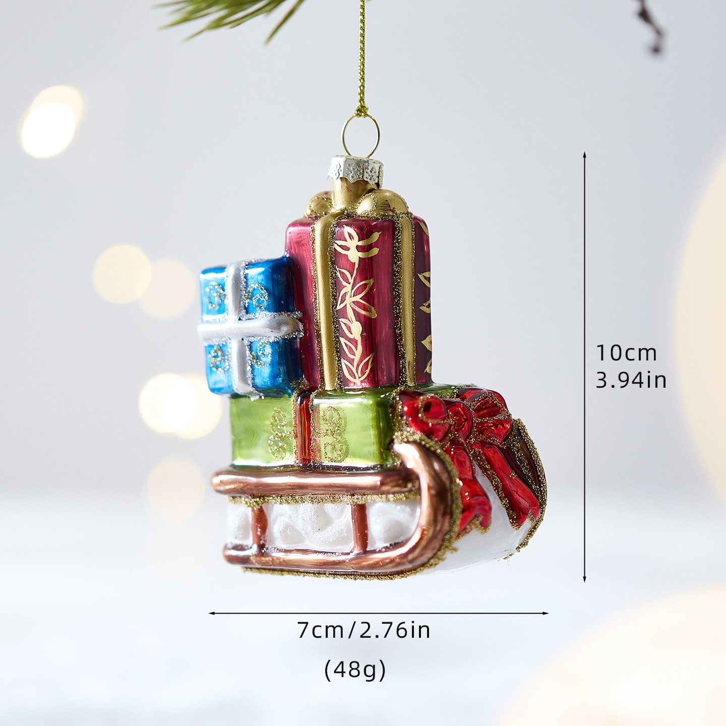 Nuevos productos transfronterizos de decoración de Navidad colgantes creativos de vidrio pintado colgantes de la atmósfera del diseño de escena