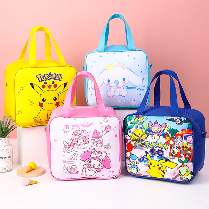 Student's Insulated Lunch Box Bag Handbag Large Thickened Aluminum Film Cute Cartoon Children's Lunch Box Bag Bunch Bag