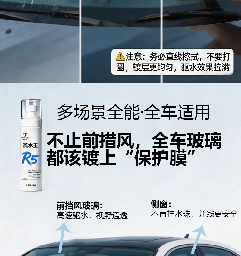 Car Side Window Rain Repellent Spray, Rearview Mirror Strong Hydrophobic Coating Water Repellent Agent, High-Definition Rain Repellent, Car Window Water Repellent Magic Tool