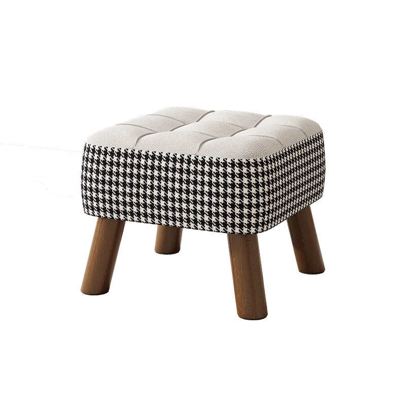 Taburete pequeño, taburete bajo para el hogar, taburete de cambio de zapatos, taburete de sofá simple, taburete de sala de estar, taburete de paquete suave, taburete cuadrado, taburete de madera sólida retro