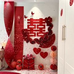 結婚部屋の雰囲気配置セット結婚背景壁装飾女性の方喜字貼り新居客間寝室壁面折り紙