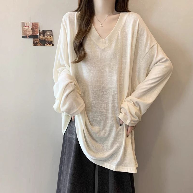 长袖防晒衫大码宽松300斤胖MM新款显瘦宽松休闲百搭打底上衣t恤女|undefined