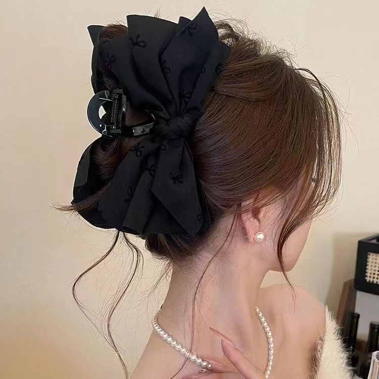 ハイエンドのパールリボングリッパー、女性用の大きなヘアピン、後頭部のヘアピン、エレガントなサメクリップ|undefined