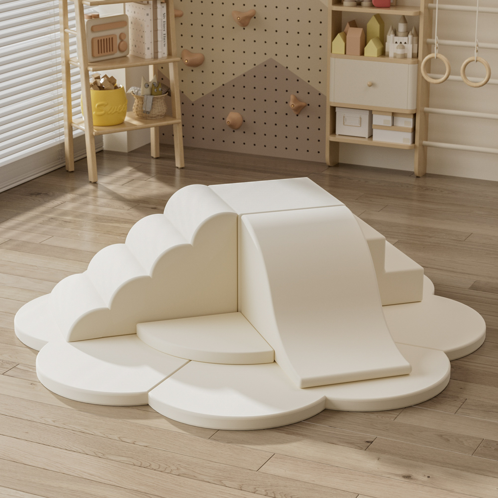 Centro de educación temprana al por mayor transfronterizo, combinación de escalada y deslizamiento de software, entrenamiento de integración sensorial para bebés, tobogán de bolsa suave para interiores para niños