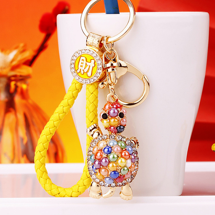 47g Weight Rhinestones Inlay Material Bag Pendant, Keychain Classification 1 Piece Quantity Cute Tortoise Alloy Inlay Rhinestones Women's Bag Pendant Keychain
