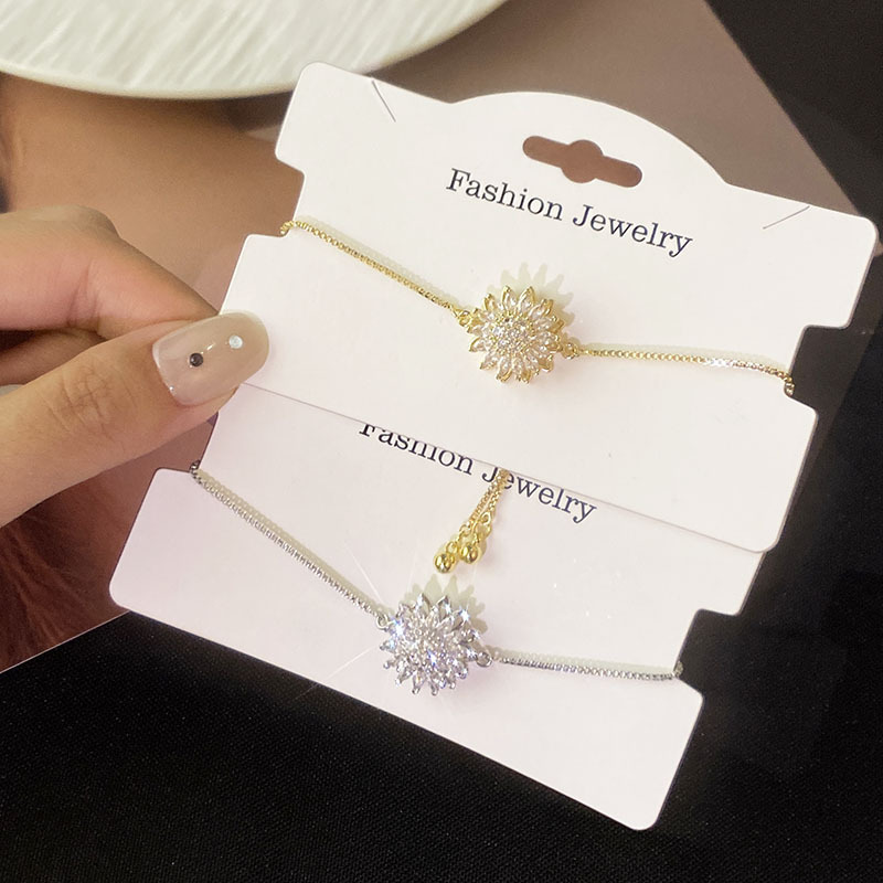 Sweet and Luxurious Zircon-Inlaid Adjustable Sunflower Bracelet, Fashionable and Versatile for Commuting, Popular Online Jewelry