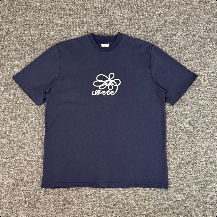Arte Antwerp Flower Embroidery T-shirt Navy