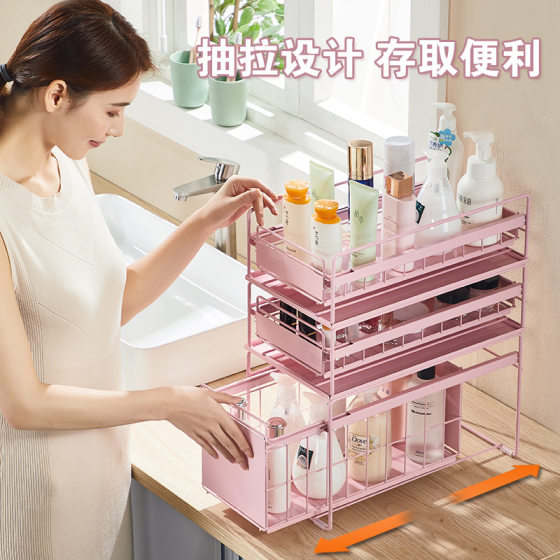 Kitchen sink storage rack floor-standing storage push-pull retractable pull-out cabinet under cabinet multi-layer kitchen storage rack